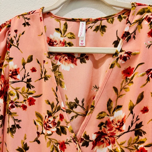 Xhilaration Pink Floral Faux Wrap Dress – XS - Picture 3 of 11